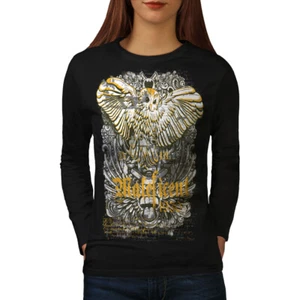 Wellcoda Maleficent Eule Tier Falke Damen Langarm-T-Shirt - Bild 1 von 5