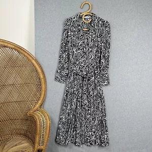 Zara Dress Midi Belted Zebra Print Size S Long Button Up Long Sleeve - Picture 1 of 12