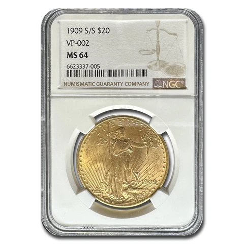 1909-S/S $20 Saint-Gaudens Gold Double Eagle MS-64 NGC (VP-002) - SKU#278702 Cover