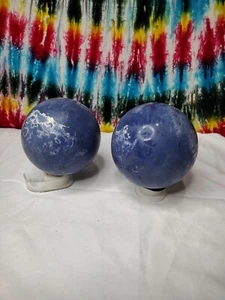 2 Vintage Unbranded Blue & White Swirl Duckpin Bowling Balls 3.13lbs - Picture 1 of 19