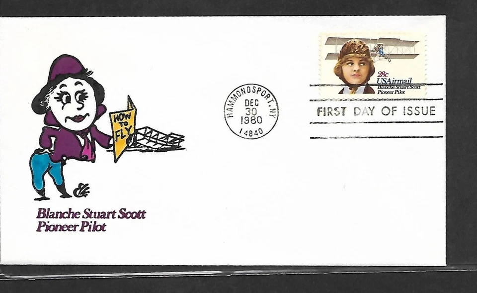 USA HAND PAINTED BLANCHE S SCOTT 1980 RICH ELLIS ANIMATED FDC + CACHET - Image 1 of 1
