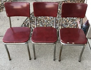 Retro 1950's Red Chairs Lot Of 3 - Picture 1 of 12