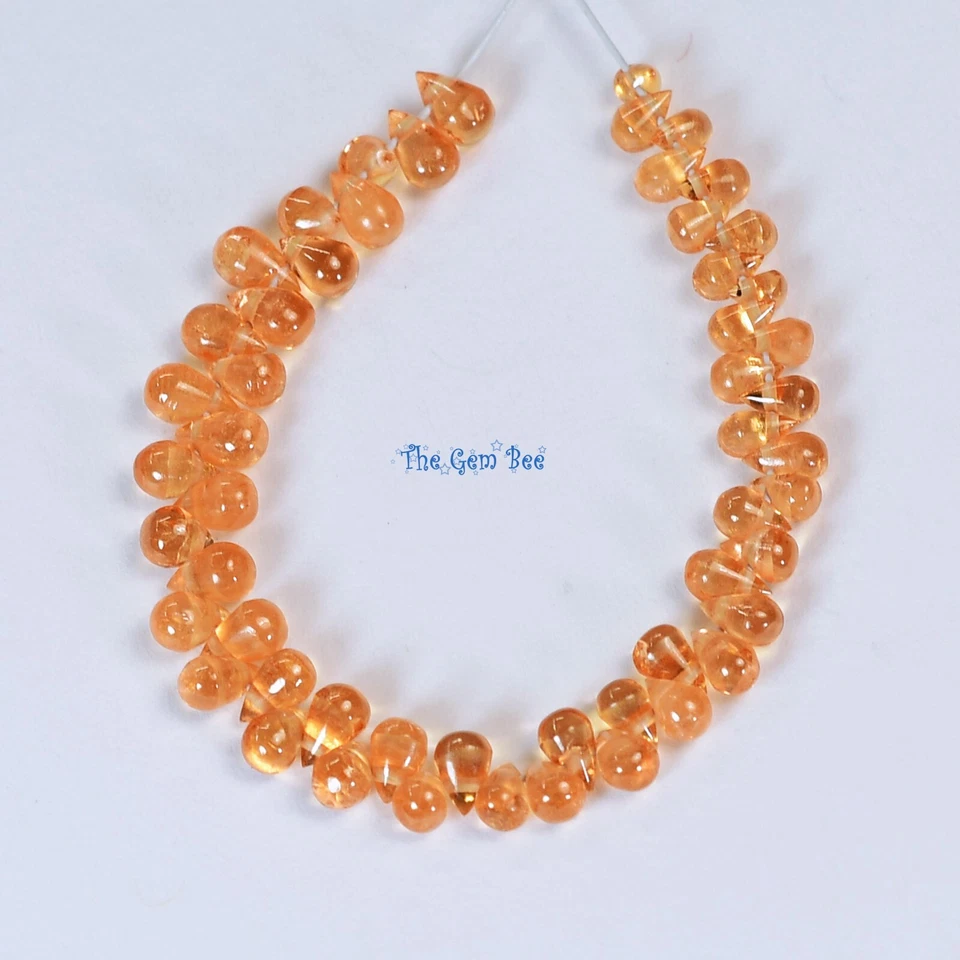 Gem Grade Orange Spessartite Mandarin Garnet Smooth Teardrop Briolette Bead 3" - Image 1 of 4