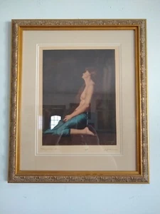 Original JEAN-JACQUES HENNER Art Nouveau Period Colored Etching. RARE. - Picture 1 of 7
