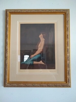 Original JEAN-JACQUES HENNER Art Nouveau Period Colored Etching. RARE. - Image 1 of 4