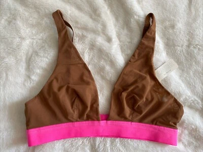 Aerie Bralette Bra Triangle Unlined Brown Pink Mesh Smoothez Lounge Medium M NWT - Image 1 of 4