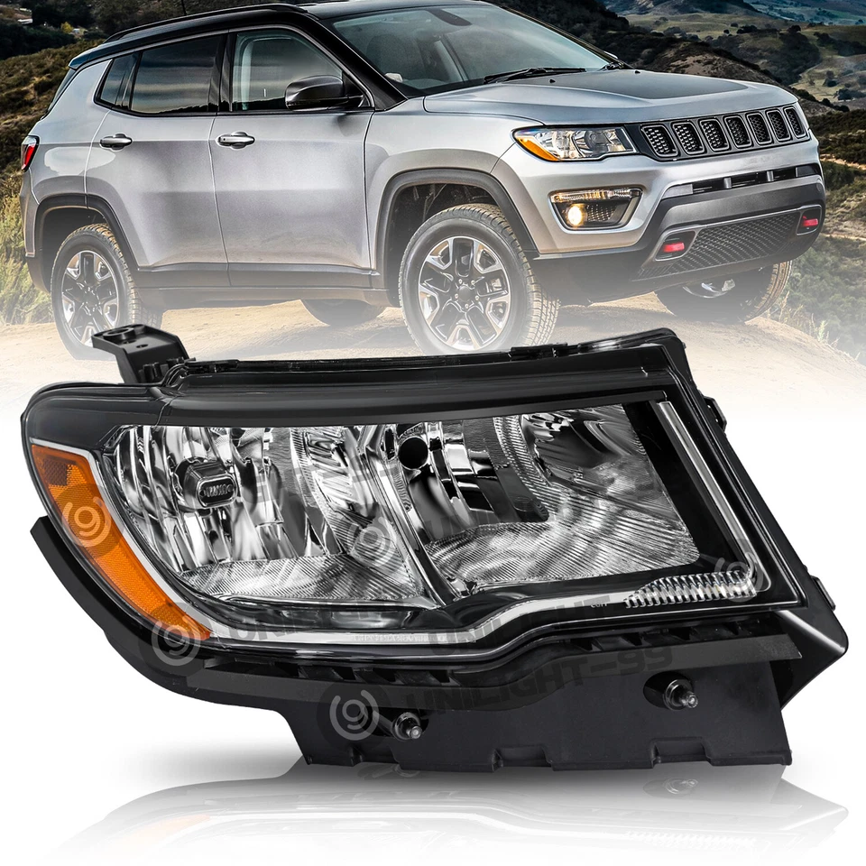 Halogen Headlight for 2017-2021 Jeep Compass  OE Style Lamp Right Passenger RH - Image 1 of 4