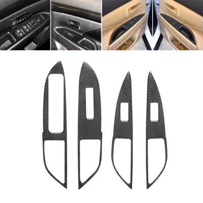 Cubierta de control de puerta interior de fibra de carbono 4 piezas para Mitsubishi Outlander Foto 1 de 4