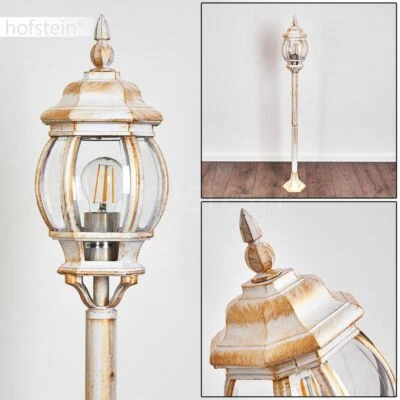 Laterne Garten Terrassen Einfahrt Lampen weiß/gold Wege Steh Leuchten klassisch - Bild 1 von 4