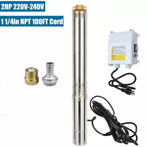 4" Deep Well Submersible Pump 2HP 220V 35GPM 400' Max 100' Cord Stainless Steel - Picture 1 of 12