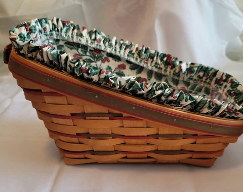 Longaberger Christmas Collection 1997 Edition Yuletide Traditions Basket w/liner Cover