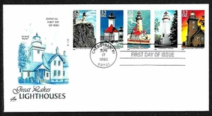 2973A 32c Stamp Set (Se-Tenant) (1995) GREAT LAKES LIGHTHOUSES FDC BY ART CRAFT - Picture 1 of 1