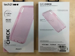 OEM Tech21 EVO Check Case for iPhone X / iPhone Xs in Clear / Pink - Picture 1 of 3