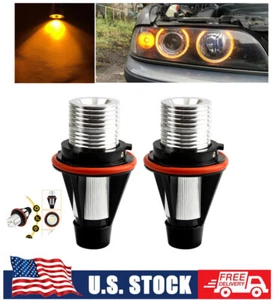 Pair LED Angel Eyes Amber Color Ring Marker Light Bulb Fits For BMW E39 E60 E61  - Picture 1 of 12