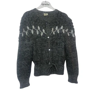 Vintage 60’s Madeline Italian Mohair Blend Gray Silver Cardigan Sweater - Picture 1 of 12