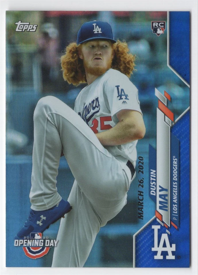 2020 Topps Opening Day BLIE FOIL Dustin May Rookie Los Angeles Dodgers #57 R48 - Image 1 of 2