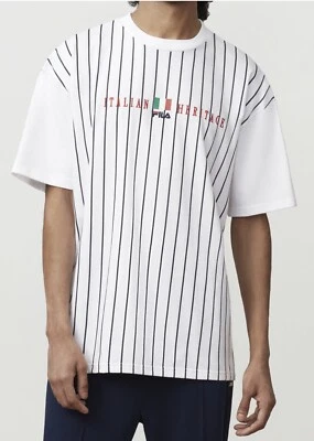 Camiseta Fila Benjamin Hombre Rayas Blancas M Nueva Con Etiquetas Foto 1 de 4