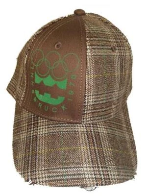 全新 1976 年因斯布鲁克奥地利冬季奥运会男式 OSFA 棕色格子帽 — 第 1/4 张图片