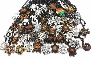 MIXED 50PCS Sea Turtles Pendants Necklaces Imitation Yak Bone Wax Cord Neckalce - Picture 1 of 12