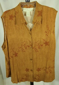 Vtg 90s Norton McNaughton Dark Orange Floral Sleeveless Blouse/Shirt (EUC) Large - Picture 1 of 4