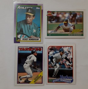 Rickey Henderson Lot Of 4 Topps 1988-1991 Hof Nm