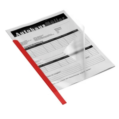 10 Stück DURABLE Klemmschienen rot A4 3 mm bis 30 Blatt Abheften ohne Lochung *