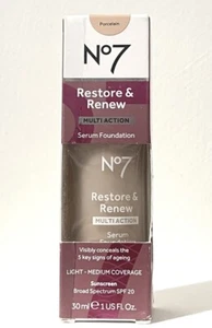 No7 Restore & Renew serum Foundation Light-Medium Cover SPF30 30ml PORCELAIN
