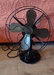 Western Electric Antique 13" Cage Oscillating/Tilting Fan 4-Brass Blades 3-Speed - Picture 1 of 19