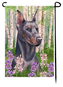 Bandera de jardín con flores de primavera - Doberman azul recortado Pinscher - Imagen 1 de 1