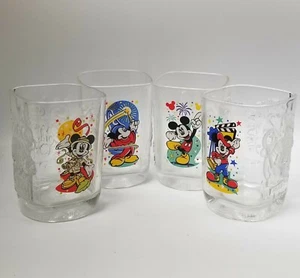McDonald's Disney 2000 Millennium Celebration Square Glasses Theme Parks Set 4 - Picture 1 of 12