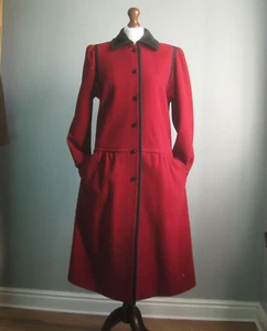 MANSFIELD VINTAGE WOOL COAT 12 80s 90s velvet collar puff sleeves princess retro - Picture 1 of 21