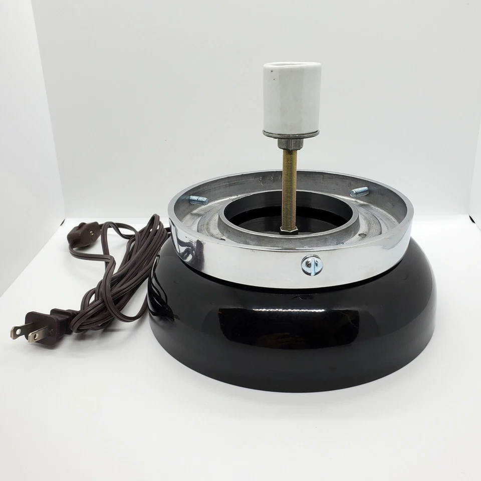 Black Powder Coated Lamp Display Base w/ Mounting Ring for Globe (GD103C) - Image 1 of 1