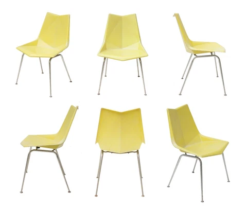 Paul McCobb Faceted Form Origami Yellow Fiberglass Dining Chairs, S/6 by St John Cover