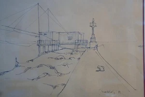 GIORGIO MADDOLI- DISEGNO SU CARTA CON CORNICE- TRABUCCO - Imagen 1 de 5
