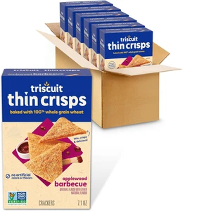 Thin Crisps Applewood Barbecue Whole Grain Wheat Crackers, Lunch Snacks, Bulk Sn - Picture 1 of 12