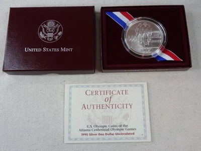 1995-D Olympic Cycling Atlanta Silver Dollar US Mint $1 Commemorative OGP COA - Image 1 of 4