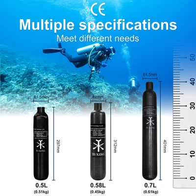 TUXING 4500psi PCP 气缸,0.5L PCP 碳纤维水肺气缸彩弹罐 — 第 1/4 张图片