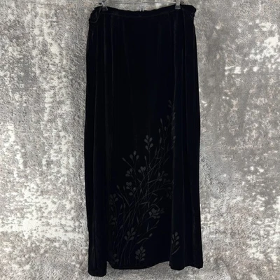 David Dart Size XL Silk Blend Floral Velvet Burnout Maxi Skirt Black Whimsigoth - Image 1 of 4