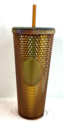 Vaso de plástico Starbucks ámbar dorado tachonado Venti B7 Foto 1 de 4