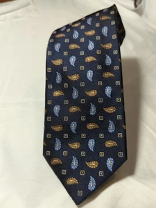 Massimo Bizzocchi Blue Silk Tie With Paisleys Italy - Picture 1 of 6