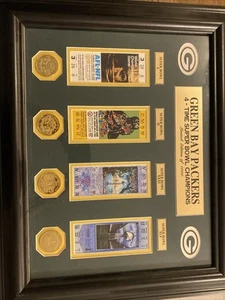 Green Bay Packers Super Bowl Deluxe Gold Coin Ticket Frame - Picture 1 of 10