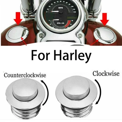 Tapa de gasolina del tanque de combustible ventilado emergente montaje empotrado izquierdo y derecho cromado para Harley Touring Foto 1 de 4