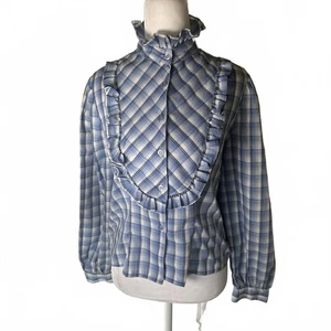 Vintage Cherry Stix 70’s Plaid Ruffle western rockabilly prairie cottage Size M - Picture 1 of 6