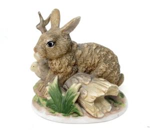 Estatuilla de conejo cola de algodón de colección conejito de porcelana Homco 1411 realista - Imagen 1 de 11