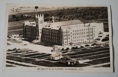 St. Mary's Academy AERIAL VIEW Windsor Ontario Canada RPPC Photo Postcard - Image 1 of 3