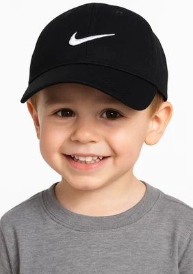 Nike Club Cap Kids Toddler Swoosh Adjustable Hat Black White 2-4T New - Image 1 of 4
