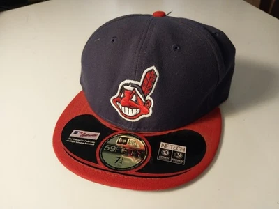 Cleveland Indians Chief Wahoo New Era 7 1/4 Hat Official On-Field 59Fifty - Image 1 of 4