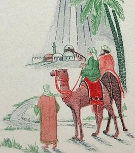 Vintage Antique Christmas Card The star of Bethlehem Mary Joseph Camel Ephemera - Picture 1 of 5