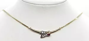 Collier mit Rubin u. Zirkonia 8K 333er Gelbgold -sehr hübsch- - Foto 1 di 3