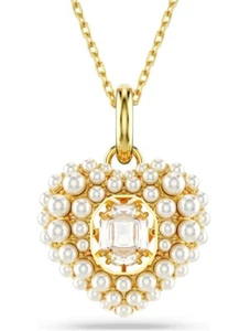 NWB Swarovski Hyperbola pendant Crystal pearl, Heart, Gold-tone plated-5680399 - Picture 1 of 7